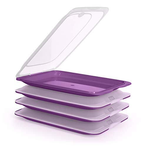 Hochwertige Aufschnitt-Boxen 4er Set platzsparend stapelbar (Stapelboxen) / Vorratsdosen-Set für Aufschnitt mit integrierter Servierplatte. Foodcenter Frischhaltedosen für den Kühlschrank von TATAY