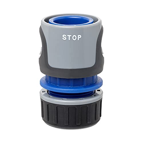 TATAY STOP Premium Schnellanschluss für 1/2" (12,5mm) - 5/8" (15mm) Schläuche, Universell passender Anschluss, Sonnenschutz, Einfache Installation, Grau - Schwarz von TATAY