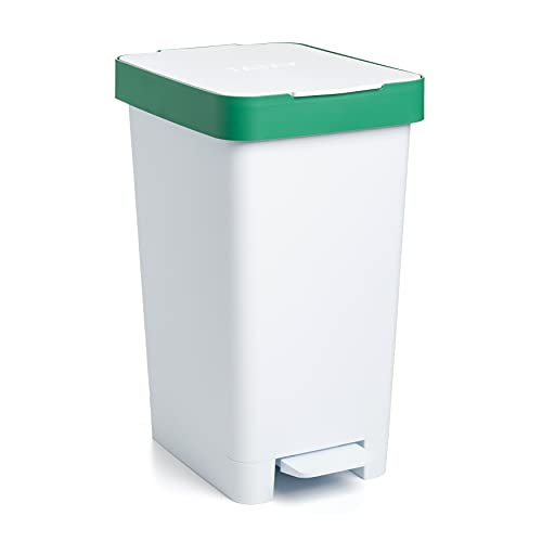 TATAY Mülleimer Küche Smart, 25L Fassungsvermögen, Einziehbares Pedal, Polypropylen, BPA-frei, 30L Müllsack. Grün. Maße 26 x 36 x 47 cm von TATAY