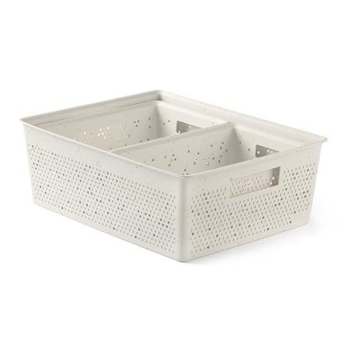 TATAY 3er Set Bohol Rechteckige Organizer-Boxen (2 x 4L + 1 x 12L) aus Polypropylen, BPA-frei, 100% Recyceltem Kunststoff. Beige. Maße: 30 x 39 x 13,5 cm von TATAY
