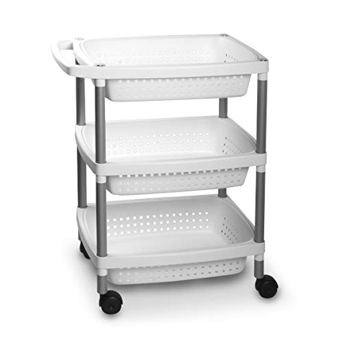 TATAY 7738201 - 4-stufiger Gemüsewagen, Kunststoff, Weiß, 33 x 43 x 10,3 cm, One Size von TATAY