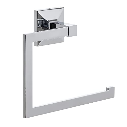 TATAY Handtuchhalter Bad Ohne Bohren oder Mit Schrauben | Inklusive Glue&Fix Klebeset (Hält bis zu 5 kg) und Schrauben | Edelstahl | Modernes Design | 20 x 6,5 x 16 cm - Modell Iconik - Chrom von TATAY