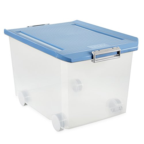 TATAY Aufbewahrungsbox mit Deckel, 60 l Fassungsvermögen, mit Griffen, Polypropylen, BPA-frei, Blau. Maße 40 x 57 x 36 cm von TATAY