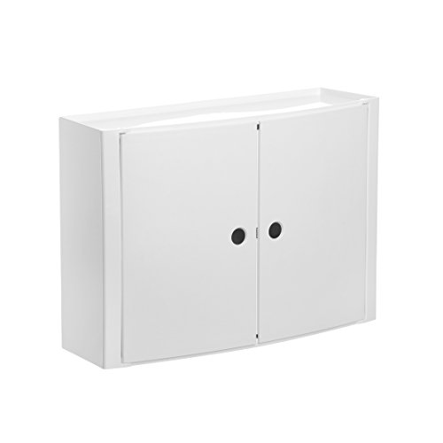 TATAY Hängender Badezimmerschrank Horizontal aus Kunststoff, 2 Türen in transluzenter weißer Farbe, 2 verstellbare innere Regale. Größe 46x15,5x32 cm von TATAY