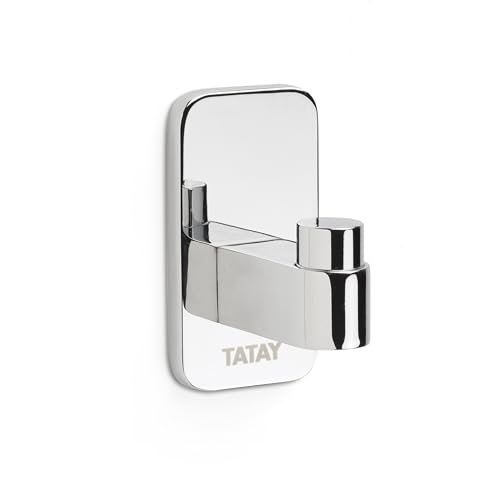 TATAY Einzelner Badhaken für das Handtuch Slim, Wandhaken, Edelstahl, Doppelbefestigungssystem mit Schrauben oder Glu Fix, Maße 3,5 x 4,5 x 6,5 cm von TATAY
