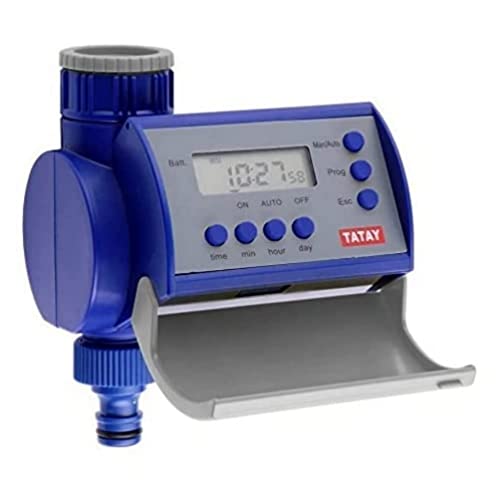 TATAY Elektronische Steuergerät TL für Bewässerung, aus solidem Kunststoff, mit UV-Schutz und direktem Anschluss an Wasserhahn, ermöglicht die Programmierung von bis zu 8 Bewässerungen pro Tag. Für Gebrauch im Freien von TATAY