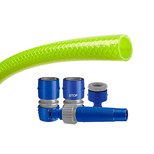 TATAY Gartenschlauch-Set Green Line 10 Meter Ø5/8" 15mm, 3 Schichten, Made in Spanien, Widerstandsfähigkeit 21 bar und +60°/-20°, Geflochten, Cadmium- und bleifrei, BPA-frei, Anti-UV. Farbe Grün von TATAY