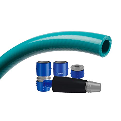 TATAY Gartenschlauch-Set Top Flex 15 Meter Ø5/8" 15mm, 3 Schichten, Made in Spanien, Widerstandsfähigkeit 30 bar und +60°/-20°, Geflochten, Cadmium- und bleifrei, BPA-frei, Anti-UV. Farbe Grün von TATAY