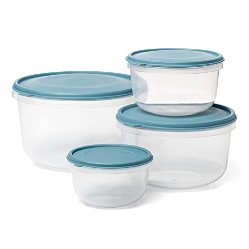 TATAY Menge von 4 Essens-Lunchboxen (1 x 0.3L, 1 x 0.6L, 1 x 1.2L, 1x 2.2L), Flexibler Deckel, BPA-frei, Mikrowellen-, Spülmaschinen- und Gefrierschranksicher. Blau von TATAY