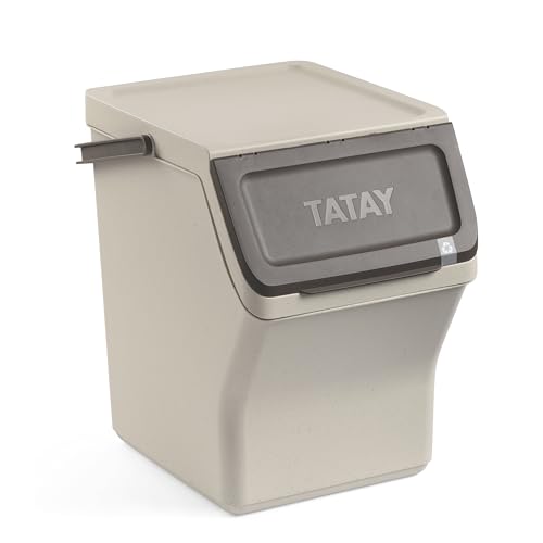TATAY Mülltrennsystem Easy Waste 20L | Recycling Behälter | Modular und Stapelbar | Deckel mit Klicksystem | Integrierter Tragegriff | Aus Recyceltem Material | 35x27x36 cm – Ecohome von TATAY