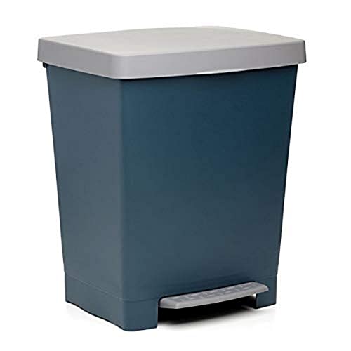 TATAY Mülleimer Küche Cubik, 23L Fassungsvermögen, Einziehbares Pedal, Polypropylen, BPA-frei, 30L Müllsack. Atlantikblau. Maße 33,5 x 30 x 39 cm von TATAY