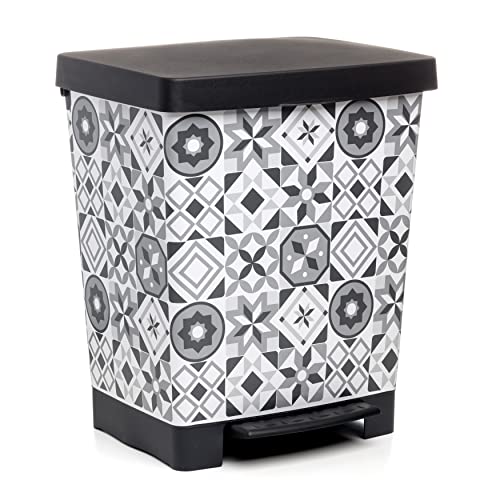 TATAY Mülleimer Küche Cubik, 23L Fassungsvermögen, Einziehbares Pedal, Polypropylen, BPA-frei, 30L Müllsack. Hydraulic. Maße 33,5 x 30 x 39 cm von TATAY
