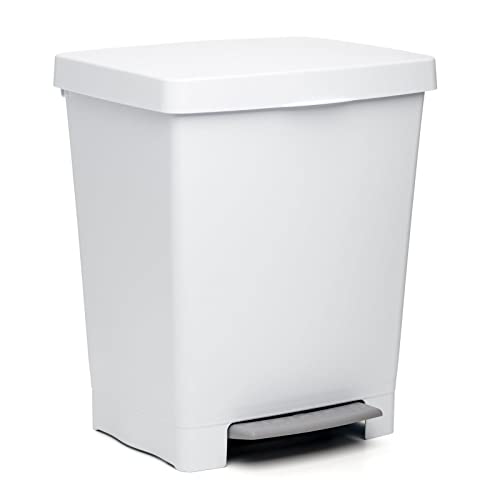 TATAY Mülleimer Küche Cubik, 23L Fassungsvermögen, Einziehbares Pedal, Polypropylen, BPA-frei, 30L Müllsack. Weiß. Maße 33,5 x 30 x 39 cm von TATAY