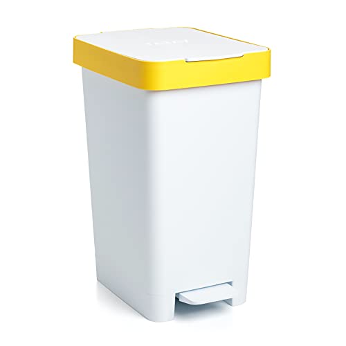 TATAY Mülleimer Küche Smart, 25L Fassungsvermögen, Einziehbares Pedal, Polypropylen, BPA-frei, 30L Müllsack. Gelb. Maße 26 x 36 x 47cm von TATAY