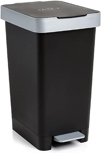 TATAY Mülleimer Küche Smart, 25L Fassungsvermögen, Einziehbares Pedal, Polypropylen, BPA-frei, 30L Müllsack. Schwarz. Maße 26 x 36 x 47cm von TATAY