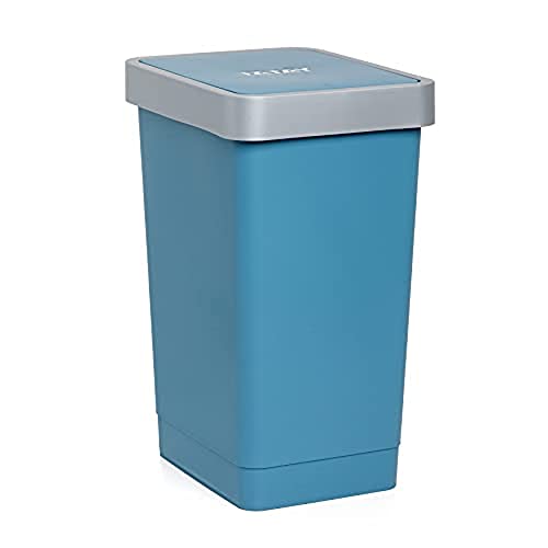 TATAY Mülleimer Küche Smart, 25L Fassungsvermögen, Schwingdeckel, Polypropylen, BPA-frei, 30L Müllsack. Ozean. Maße 26 x 34 x 47 cm von TATAY