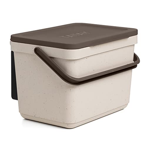 TATAY Mülltrennsystem Küche | 1 Biomülleimer Smart 6L mit Halterung und Schrauben + 3 Easy Waste Recycling Behälter 20L Ecohome | Kompakt & Modular | Aus Recyceltem Material von TATAY