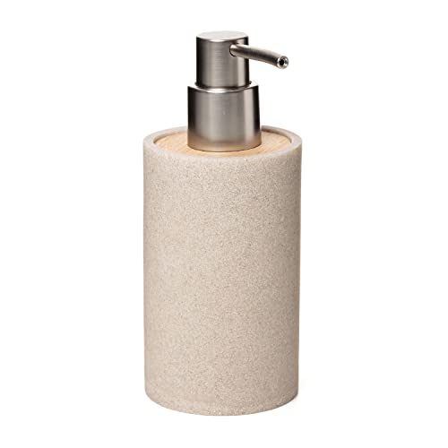 TATAY Seifenspender für das Badezimmer Bora, aus Polyresin, BPA-frei, Farbe Beige. Maßnahmen 9 x 7,3 x 17 cm von TATAY