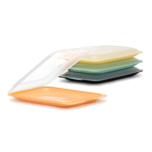 TATAY Aufschnittboxen für Kühlschrank | 4er Set Mini | Frischhaltedosen mit Deckel, Stapelbar | Geeignet für Gefrierschrank, Mikrowelle und Spülmaschine | BPA-frei, 12x3,1x18 cm, Pastellfarben von TATAY