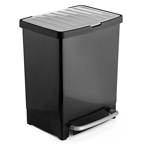 TATAY Treteimer für Mülltrennung, 17 + 8 l, Kunststoff, 33,5 x 30 x 39 cm schwarz von TATAY