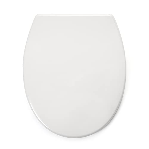 TATAY Universal Comfort WC-Sitz, von Duroplast, oval, gedämpfter Sturz, abnehmbar, antibakteriell, einfache Montage, 5 Jahre Garantie, weiß. Misst 45 x 37,3 cm von TATAY