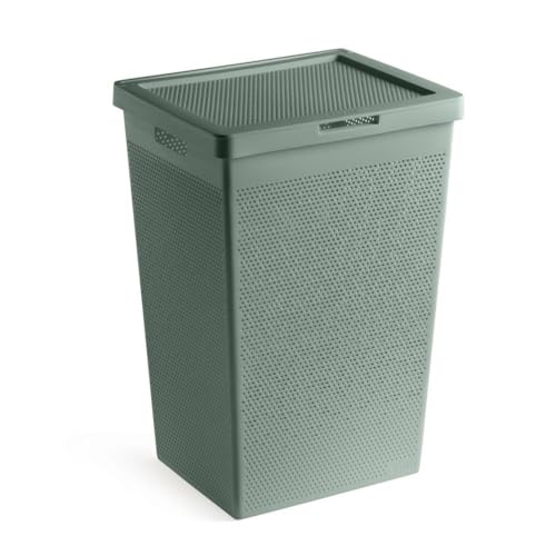 TATAY Wäschekörb mit Deckel Bohol, Kapazität 60L, Polypropylen, BPA frei, 100% Recycelter Kunststoff, Grün. Maßnahmen 42,5 x 35,5 x 62 cm TATAY Wäschekörb mit Deckel Bohol, Kapazität 60L, Polypropylen, BPA frei, 100% Recycelter Kunststoff, Grün. Maßnahmen 42,5 x 35,5 x 62 cm von TATAY
