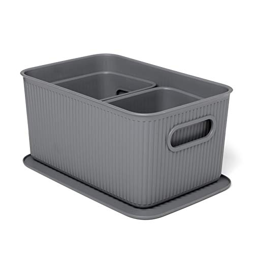 TATAY Satz von 3-Aufbewahrungsboxen Baobab (1 x 5 l, 2 x 1,5L), mit Deckel, Polypropylen, BPA frei. Anthrazitgrau von TATAY