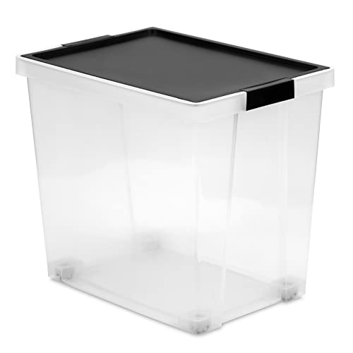 TATAY Aufbewahrungsbox mit Deckel, Kapazität 60L, mit Griffen und Rädern, Deckel aus 100 Prozent recycelten Materialien, BPA-frei, Schwarz. Maße 37 x 51 x 45 cm von TATAY