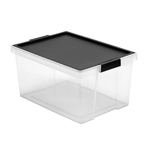 Tatay Aufbewahrungsbox mit Deckel,Kapazität 35L,Griffen,aus 100 Prozent recycelten Materialien,Transparent,BPA-frei,Schwarz. Maße 37 x 51 x 26 cm, 1157402 von TATAY