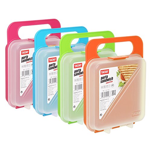 Tatay Brotdose Sandwich Lunchbox,, erweiterbare, BPA frei, wiederverwendbare, Geschirrspüler & MWO, Gefrorenes bis -40º, 1 PC, Zufall. Messung der 14 x 4 x 18 cm von TATAY