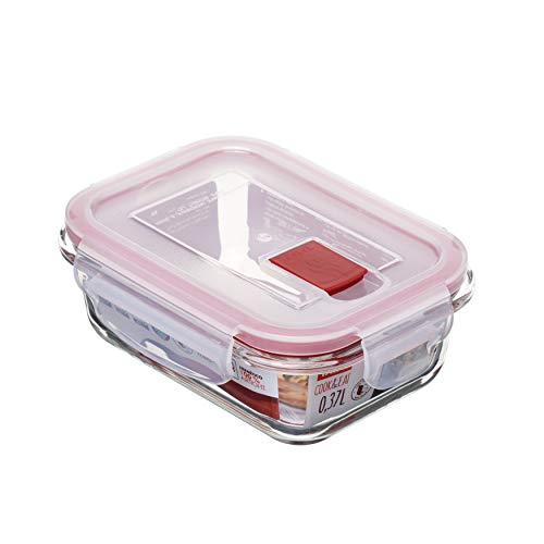 Tatay Glas-Frischhaltedosen, Airtight, 0.37L von Kapazität, Clip Deckel, BPA frei, Geeignet Mikrowelle, Geschirrspüler, Backofen & Gefrierschrank. Rot. Maße: 11,2 x 15,2 x 5,7 cm von TATAY