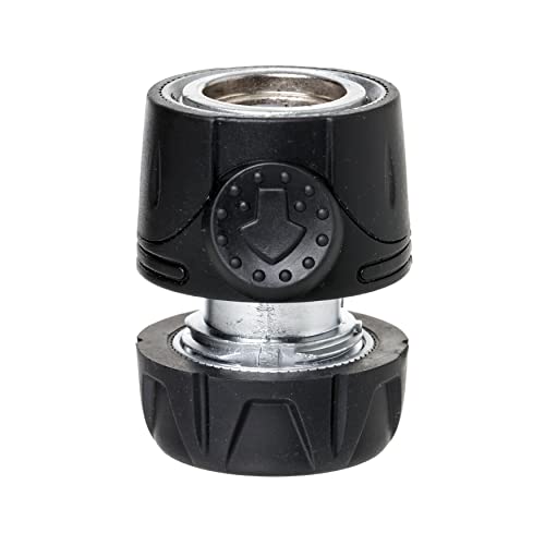 Tatay Schnellverbinder aus Metall für Schläuche von 1/2 Zoll (12,5 mm) - 5/8 Zoll (15 mm), Universal-Anschluss, einfache Installation, rostfrei und korrosionsbeständig, Silber - Schwarz von TATAY
