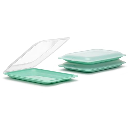 TATAY Aufschnittboxen für Kühlschrank | 3er Set Standard | Frischhaltedosen mit Deckel, Stapelbar | Geeignet für Gefrierschrank, Mikrowelle und Spülmaschine | BPA-frei, 17x3,2x25,2 cm, Mintgrün von TATAY