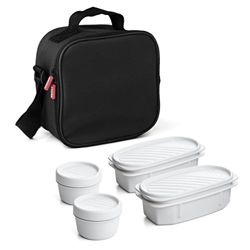 Tatay Kühltasche Klein, 3L Kapazität, 4 Kunststoff Frischaltendosen (2 x 0,5 l, 2 x 0,2 l) BPA frei, Schwarz. Messen 22,5 x 10 x 22 cm von TATAY