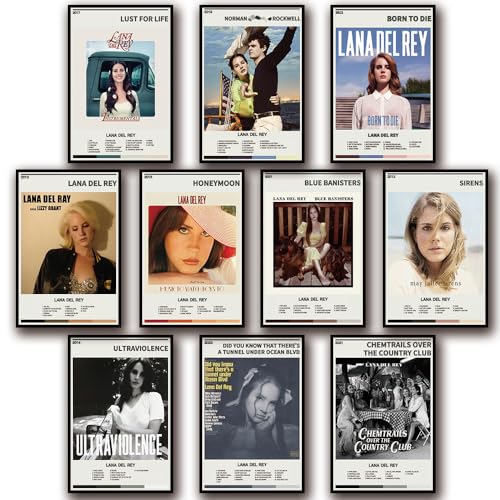 TATBUL Lana Del Rey Album Cover Musik Poster Set mit 10 Leinwand Größe 20 x 30 cm ungerahmt von TATBUL