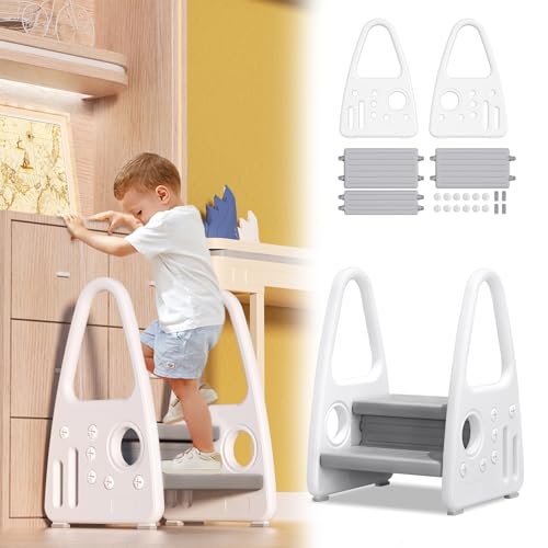 TATIVALO Tritthocker Kinder mit 2 Stufen HDPE Doppeltritthocker Bad Toiletten Schlafzimmer Tragfähigkeit von 50 kg, Grau TATIVALO Tritthocker Kinder mit 2 Stufen HDPE Doppeltritthocker Bad Toiletten Schlafzimmer Tragfähigkeit von 50 kg, Grau von TATIVALO