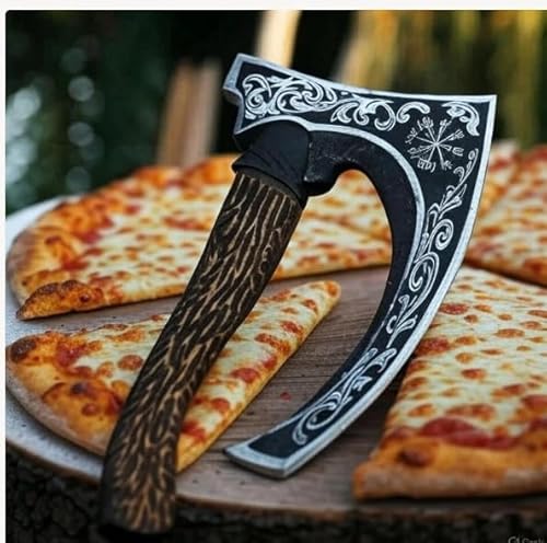 Handmade Viking Pizza Cutter Axe Carbon Steel Slicer Chef Handmade Viking Axe with Leather Cover - Premium Pizza Oven Accessories Ulu Rocking Pizza Gifts for Men (Engraved Ash-Wood Handle Handmade Viking Pizza Cutter Axe Carbon Steel Slicer Chef Handmade Viking Axe with Leather Cover - Premium Pizza Oven Accessories Ulu Rocking Pizza Gifts for Men (Engraved Ash-Wood Handle von TATLA CRAFT
