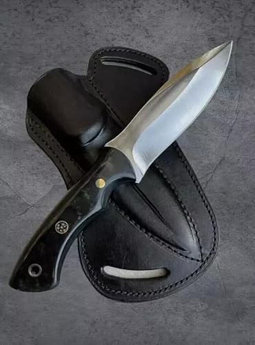 Fixed Blade Hunting Carry Knife Stainless Steel Blade Bushcraft Knives, Scout Carry Knife with Leather Sheath Micarta Handle Strong Grip, Tracker Knives For Hunting, Outdoor Camping Fixed Blade Hunting Carry Knife Stainless Steel Blade Bushcraft Knives, Scout Carry Knife with Leather Sheath Micarta Handle Strong Grip, Tracker Knives For Hunting, Outdoor Camping von TATLA CRAFT
