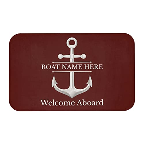 TATLETATLE Willkommens-Teppich mit nautischem Namen, nautischer Anker, für Boot, Hauseingang, Flanell, nautischer Kapitän, Bodenmatte für Schlafzimmer, Büro (rot) von TATLETATLE