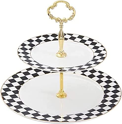TATSEN Obstständer Obstteller Keramik Stil Doppelschicht Snack-Tablett Wohnzimmer Modern Haushalt Kuchen Dessert Rack Obstschalen von TATSEN