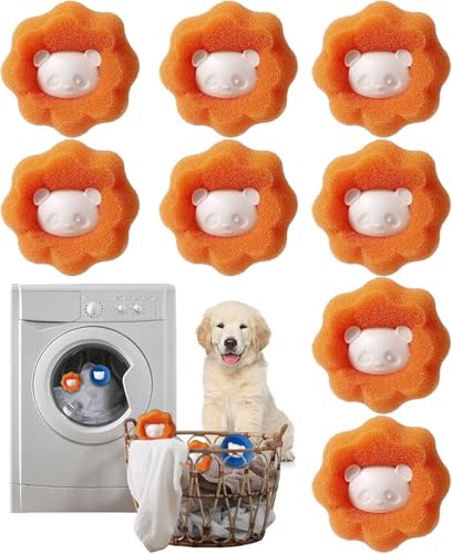Tierhaarentferner Waschmaschine, 8 Pieces Wiederverwendbar Fusselentferner, Haarfänger Waschmaschine, Waschbälle Gegen Tierhaare, Fusselfänger für Kleidung und Bettzeug (Orange) von TATUNER