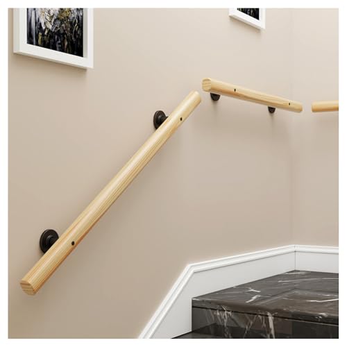 Holz Handlauf für Treppen, Innen Wandhandlauf Einfach zu Montieren, Für Schwangere Senioren Kinder, Länge 50-600 cm (Naturholz, 80cm) von TAUODUYY