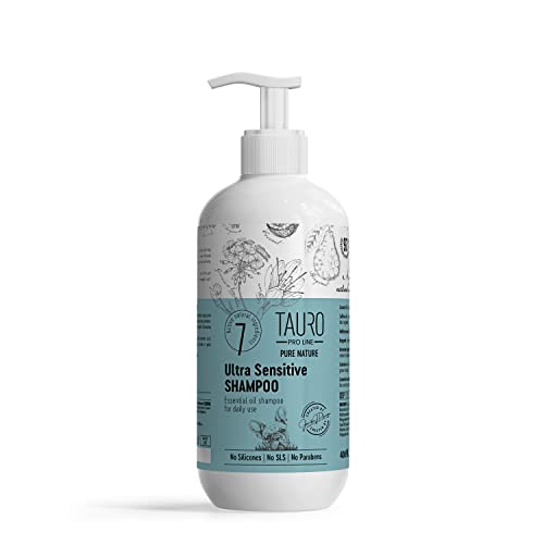 Tauro ProLine Pure Nature Ultra Sensitive Shampoo für Hunde und Katzen mit empfindlicher Haut & Fell Ohne Sulfate Parabene SLS Natürliche Zusammensetzung Sanftes Pflegeprodukt Mit Ätherischen Ölen von TAURO PROLINE