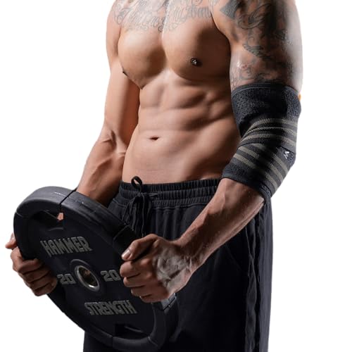 TAVIEW Ellbogen-Sleeves & Ellbogen-Bandagen 2-in-1, 5 mm Neopren mit integrierter verstellbarer Bandage für individuelle Kompression über 7 mm, Kniestützbandage für Gewichtheben (2 PCS(2 in1), L) von TAVIEW