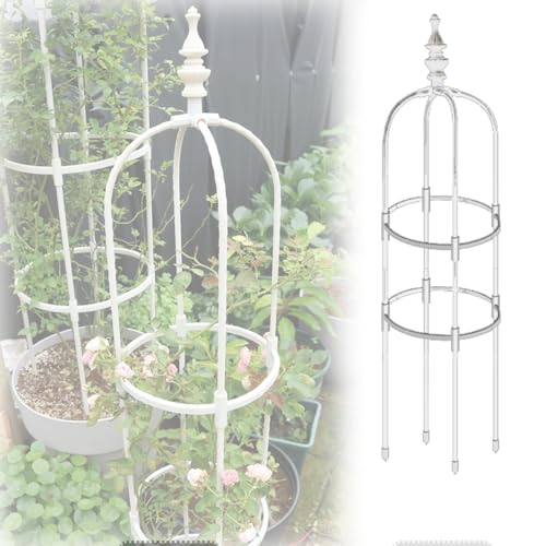 TAVLT Obelisk Gartenspalier, 60cm Bis 180cm Hohe Metall Rosenturm Für Indoor/Outdoor Kletterpflanzen Und Blumen Rankhilfe, Schwarz/Weiß (Color : Weiß, Size : 28x180cm/11x71in) von TAVLT