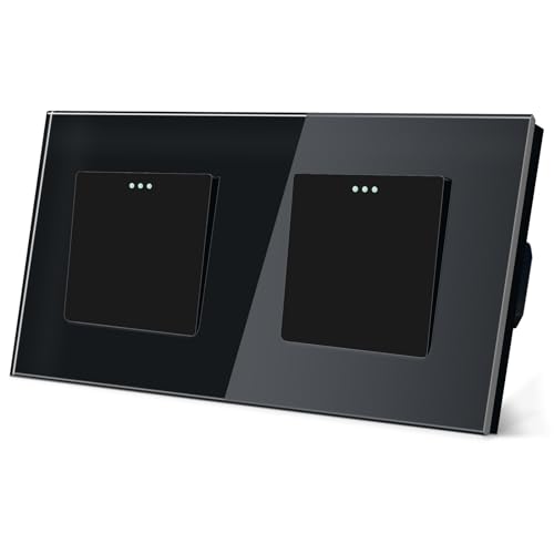 TAWOIA Lichtschalter 1 Fach 1 Weg mit 1 Fach 1 Weg Doppel-Schalter 86 * 157mm Unterputz Taste Schalter Schwarz Lichtschalter Doppelt von TAWOIA