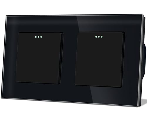 TAWOIA Lichtschalter 1 Fach 2 Weg mit 1 Fach 2 Weg Doppel-Schalter 86 * 157mm Unterputz Taste Schalter Schwarz Lichtschalter Doppelt von TAWOIA
