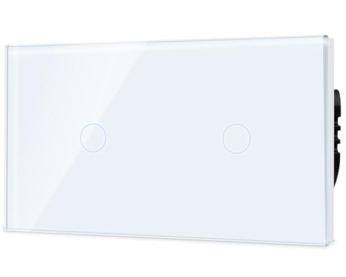 TAWOIA Normaler Lichtschalter, 1 Fach 1 Wege mit 1 Fach 1Wege Wandlichtschalter Glasscheibe Berührungs Lichtschalter 86 * 157 mm Weiß von TAWOIA