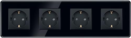 TAWOIA Schuko Steckdose, EU-Standard 4 Fach Unterputz Mit 2,5D Curved Glas Platte, Wandsteckdosen Schwarz 86 * 299mm TAWOIA Schuko Steckdose, EU-Standard 4 Fach Unterputz Mit 2,5D Curved Glas Platte, Wandsteckdosen Schwarz 86 * 299mm von TAWOIA