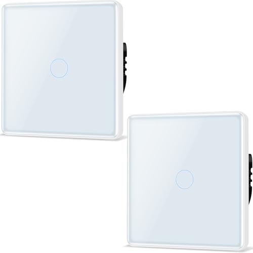 TAWOIA Touch Lichtschalter 1 Fach 2 Wege Lichtschalter Unterputz Lichtschalter mit 2.5D Curved Lichtschalter Glas Platte 86 * 86mm Wandlichtschalter Weiß 2er-Pack TAWOIA Touch Lichtschalter 1 Fach 2 Wege Lichtschalter Unterputz Lichtschalter mit 2.5D Curved Lichtschalter Glas Platte 86 * 86mm Wandlichtschalter Weiß 2er-Pack von TAWOIA